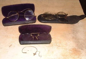 3 PAIRS of ANTIQUE PINCE NEZ GLASSES c 1920's H Manley & Harvey Bros - Picture 1 of 16