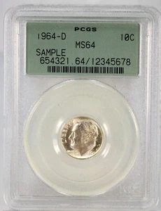 1964 D Roosevelt Dime PCGS MS64 Sample Slab !! - Picture 1 of 2