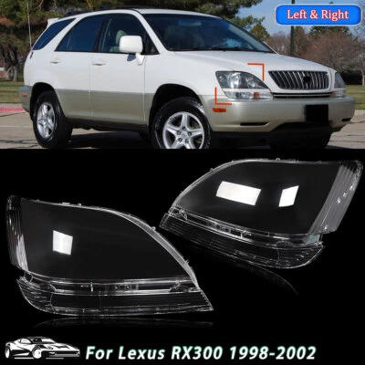 Transparent Headlight Lens 2PCS Fit Lexus RX300 Clear Headlamp Cover 1999-2003 - Image 1 of 4