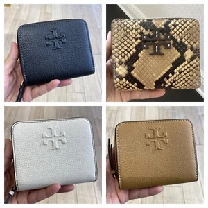 Tory Burch Thea Bi-fold Pebble and Snake Leather Wallet - Picture 1 of 13