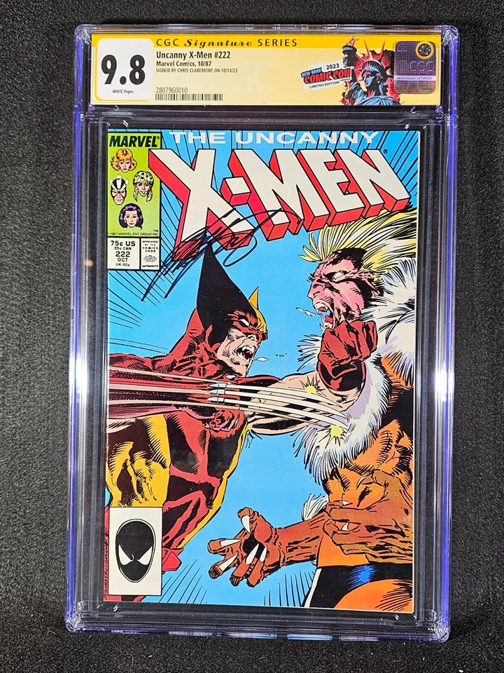 Uncanny X-Men #222 1987 Wolverine vs Sabretooth Signed by Claremont CGC SS 9.8 - Image 1 of 2