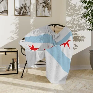 Manta de microfibra de terciopelo con bandera de Chicago, tiro acogedor, manta de viaje, hogar - Imagen 1 de 13