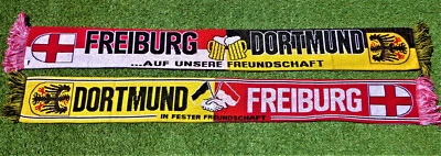 MARKENLOS Dortmund Freiburg Freundchafts Schal "IN FESTER FREUNDSCHAFT" Fan Kurve + NEU +