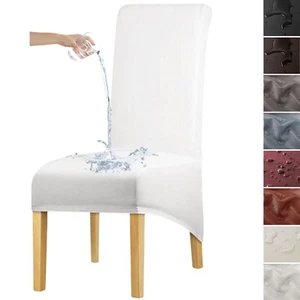 Stretch PU Leather Dining Chair Covers Slip Cover XL Waterproof Chair Protector - Picture 1 of 19
