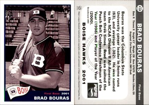 Brad Bouras 2001 Grandstand Boise Hawks #18 Card *AutographDen*