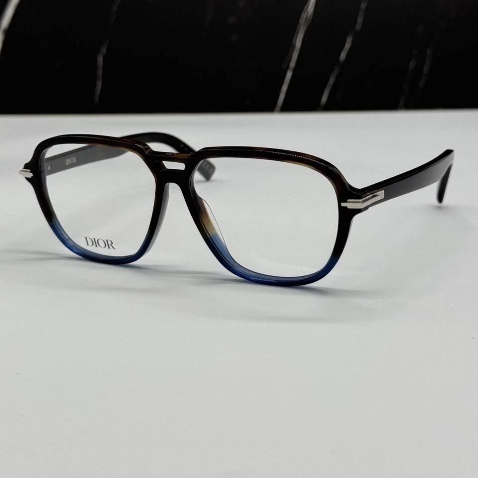 DIOR EYEGLASSES DIORBLACKSUITO AI 2800 AVIATOR HAVANA BLUE MEN EYEWEAR