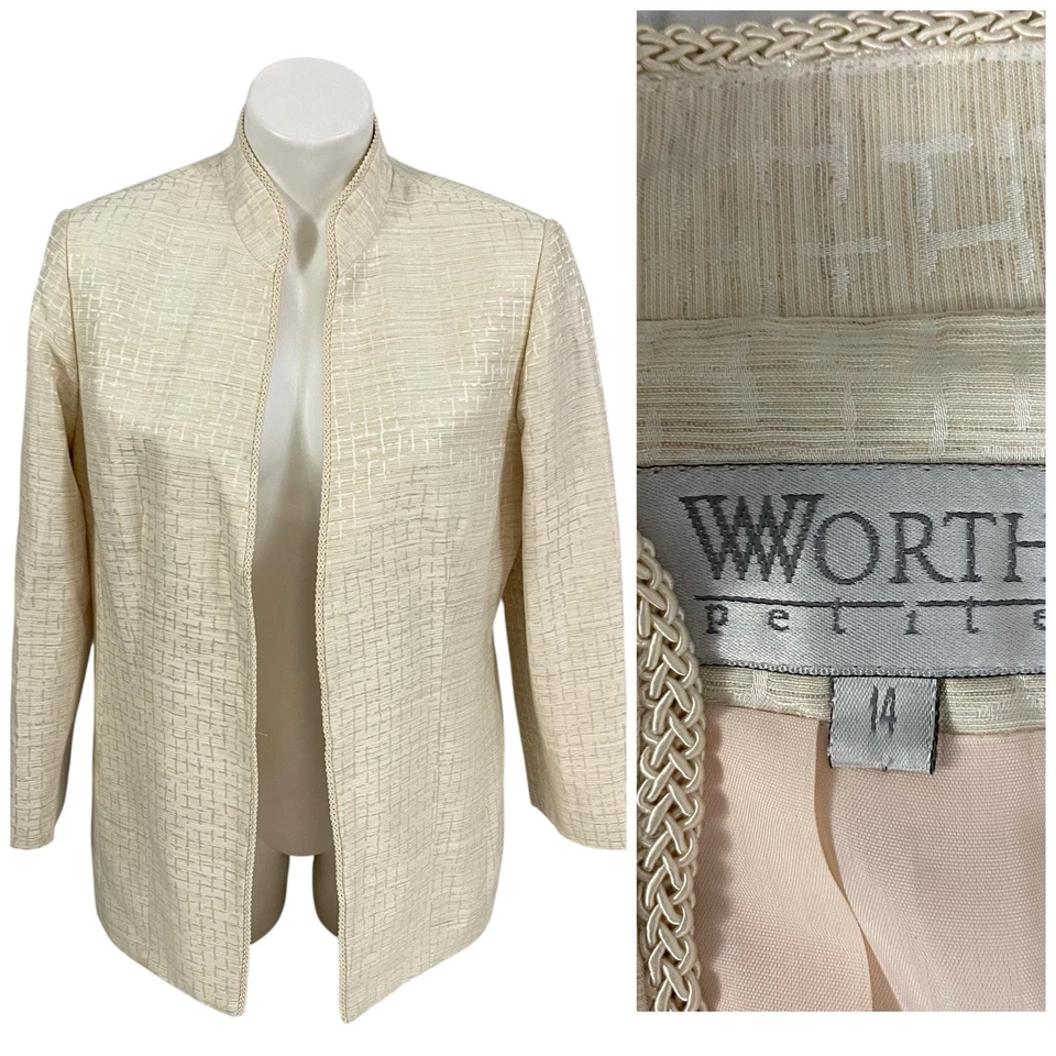 Blazer Worth para mujer talla 14P chaqueta crema oficina corpcore carrera trabajo ropa Foto 1 de 4