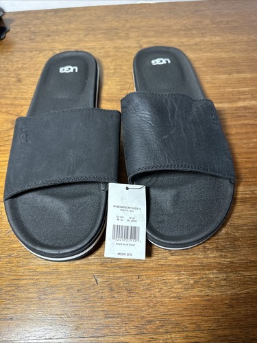 UGG Bennison Slide II da uomo in pelle nera taglia 12
