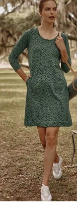 Vestido J. Jill Fit Elevate Terry Costuras Verde Hiedra Lunares Animados Para Mujer Talla XL Foto 1 de 4