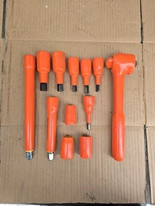 12pc Cementex Insulated 1000V 1/2 Drive Socket Hex 1/2" 9/16" Extention Ratchet - Picture 1 of 12