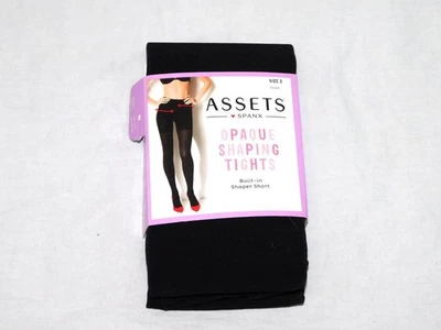 Meia-calça modeladora Spanx Assets tamanho 3 preta nova com etiquetas opaca firme barriga quadris traseira NOVA - Imagem 1 de 4