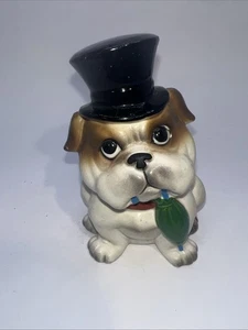 Estatuilla de perro Bulldog vintage porcelana antropomórfica pintada a mano Japón - Imagen 1 de 8