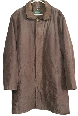 Ralph Lauren Mens Overcoat Wool Lined Detachable Size 46L Tall Brown Coat - Image 1 of 4