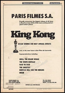 KING KONG__Original 1977 anuncio comercial / promoción Oscar / póster__Premio de la Academia__1976 - Imagen 1 de 1