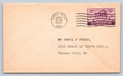 1936 Cover - Little Rock 3C AR Centennial Old State House #782 100yr Statehood - Image 1 of 2