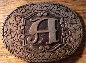Vintage Award Designs Medals Inc. Initial A Solid Brass Belt Buckle - Picture 1 of 2