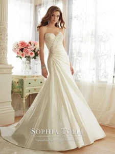 Sophia Tolli Mon Cheri Basilia Y11638 Wedding Dress 10 Fit & Flare Ivory NWT - Picture 1 of 22