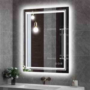 Espejo de baño LED antiniebla tocador de pared espejos iluminados regulables continuamente - Imagen 1 de 18