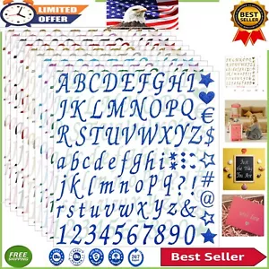 10 Sheets Multi-Color Glitter Letter and Number Stickers - Creative Crafting Aid - Picture 1 of 10