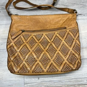 Anthropologie Vilenca Holland Brown Woven Soft Leather Crossbody Boho Bag Purse - Picture 1 of 11