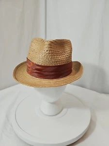 Vintage Westbury Selected Straws Fedora Hat Ribbon Trim Mens Size 6 3/4 - Picture 1 of 8