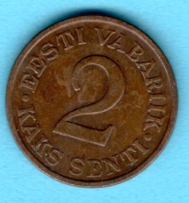 1934s. ESTONIA 2 SENTI COIN 4644 - Image 1 of 2