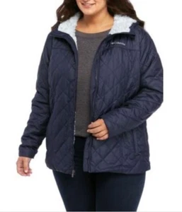 Columbia Women Copper Crest Hood Quilted Jacket Dark Noctumal Plus Size 1X - Picture 1 of 2