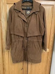 EXC Adventure Bound By Wilson Brown Suede Lined Hooded Jacket Size L - Picture 1 of 3