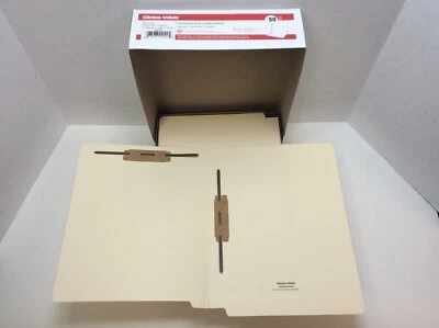 Carpetas de sujeción Manila, 2 rápidas, tamaño letra, lengüeta final, corte recto, 50 por caja Foto 1 de 3