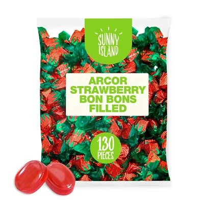 Arcor Strawberry Bon Bons | 2 Pound Bag | Filled Hard Candy Bulk - Image 1 of 4