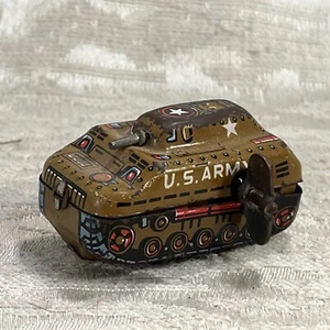 Vintage Tin Lithograph Wind Up US ARMY Tank - Made in Japan 2.25" Parts -- 7107 - Picture 1 of 6