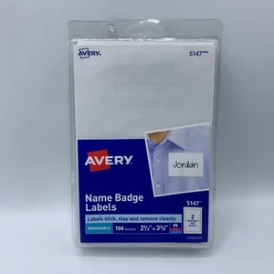 Avery Printable Self-Adhesive Name Badges 2 1/3 x 3 3/8 Blue Border 100/Pack New - Picture 1 of 5