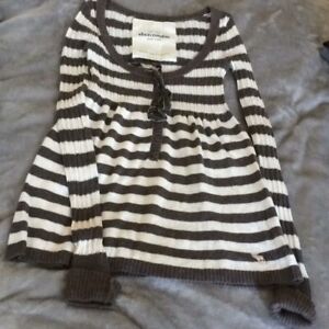 RARE Y2K Vintage Abercrombie & Fitch Babydoll Sweater Striped with bow A & F
