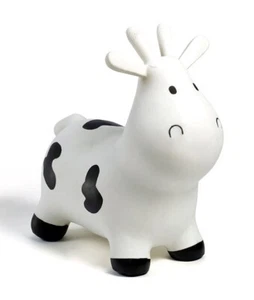 HAPPY HOPPERZ WHITE COW Kids Animal Bouncy Space Hopper Inflatable Ride On - Picture 1 of 7