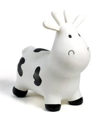 HAPPY HOPPERZ WHITE COW Kids Animal Bouncy Space Hopper Inflatable Ride On