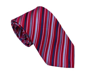 Men's red , blue and silver stripped woven tie - Picture 1 of 12