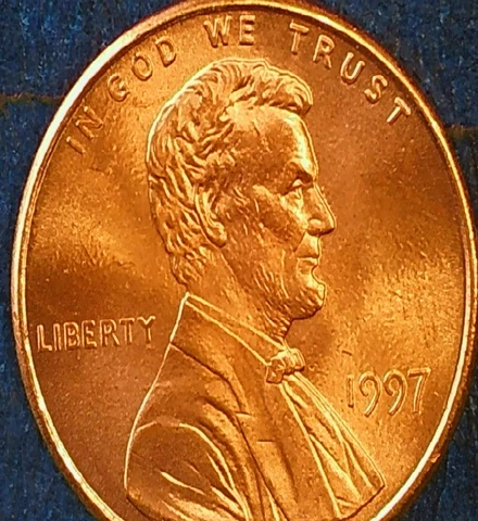 1997 P Brilliant Red Uncirculated (BU) Lincoln Memorial Cent (Penny) Cover