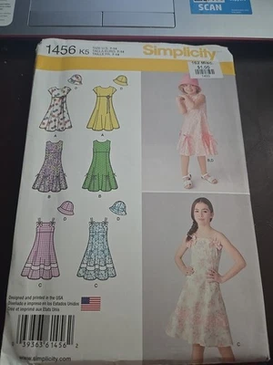 Simplicity Sewing Patterns ALL NEW #1456 Girls size k5 7-14 Dress with Hat LotS5 - Image 1 of 2