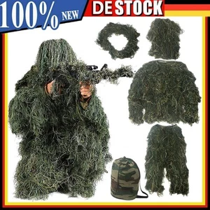 Tarnanzug Dschungel Ghillie Suit Woodland Jagd Camouflage 3D Tarnkleidung Set - Bild 1 von 24
