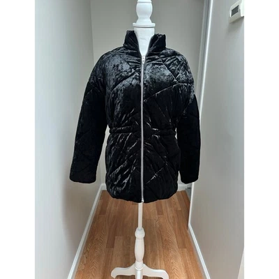 NEW Blank NYC Crushed Velvet Black Puffer Jacket size Small - Image 1 of 4