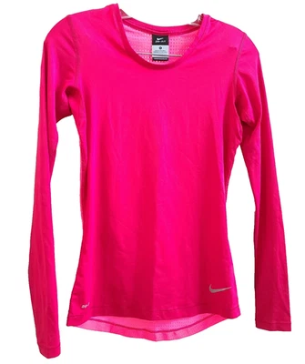 Camisa Nike Dri Fit manga larga rosa y roja con agujeros para el pulgar talla S para mujer Foto 1 de 4