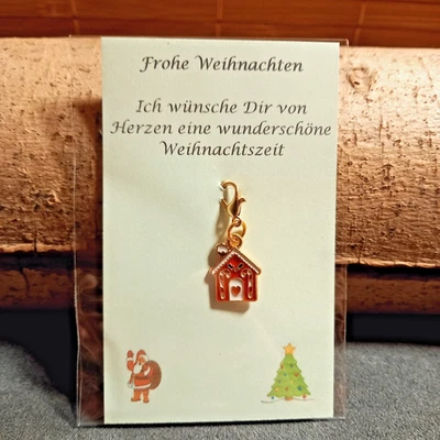 Weihnachtlicher Emaille Anhänger Knusperhäuschen Charm Bettelarmband Tasche - Bild 1 von 2