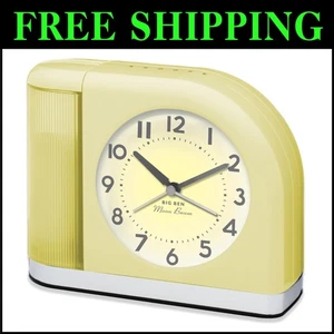Vintage Yellow Moon Beam Analog Alarm Clock with USB Charging Port for Bedrooms - Picture 1 of 9