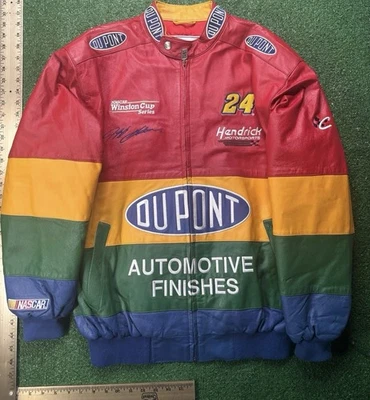 Chaqueta de cuero vintage Jeff Gordon DuPont años 90 1999 Chase NASCAR (M) (NUEVA CON ETIQUETAS) Foto 1 de 3
