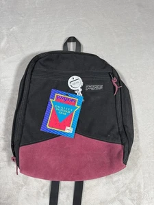 NWT Vintage 90’s Jansport Pink Leather Bottom Backpack Made in USA NOS - Foto 1 di 9