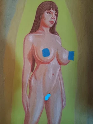 Figura femenina dibujo desnudo color pastel lápiz artista Jerome Cadd Amplio Uno Foto 1 de 4