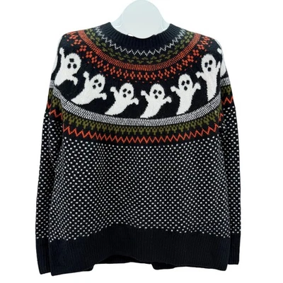 Suéter Vince Camuto Para Mujer Pequeño Negro Fantasma Isla Feria Halloween Acogedor Tejido Foto 1 de 4