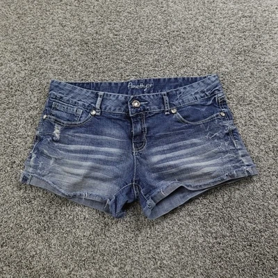 Amethyst Shorts Womens 13 Dark Blue Denim Jean Jorts Low Rise Mini Micro Y2K 00s - Image 1 of 4