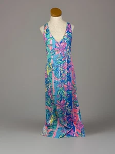 Lilly Pulitzer Kerri Maxi Dress Easy Tiger Floral Print Womens Small Sleeveless - Picture 1 of 10