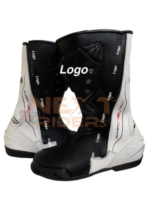 Alpinestar Custom Style Supertech R Racing Boots: White & Black Leather, CE Cert - Image 1 of 4